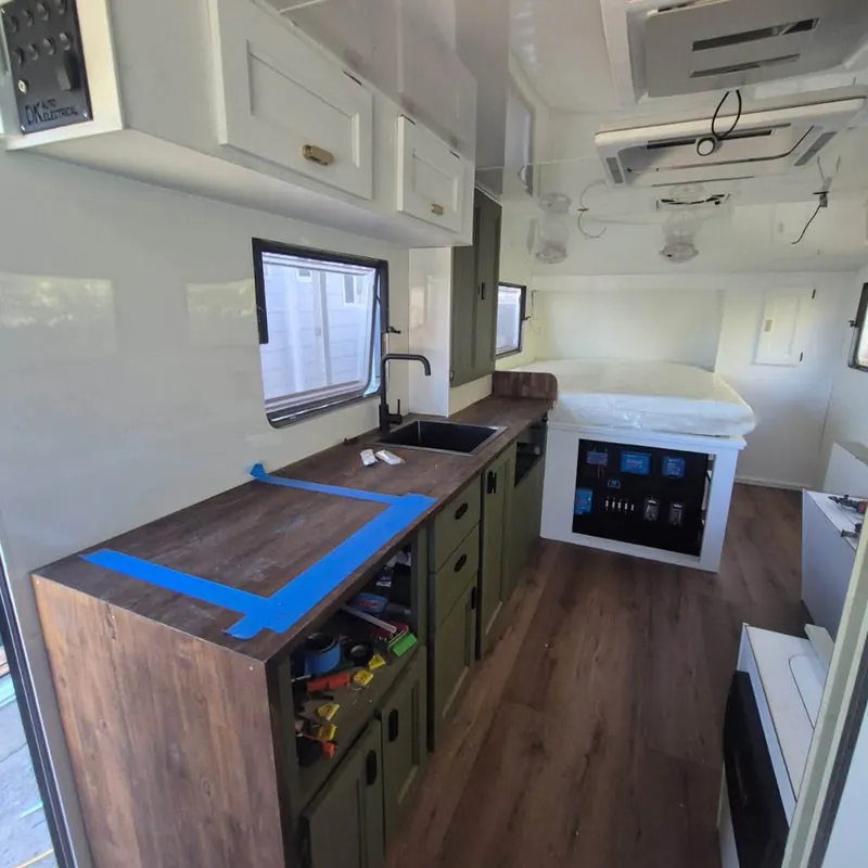 Caravan kitchen and power panel