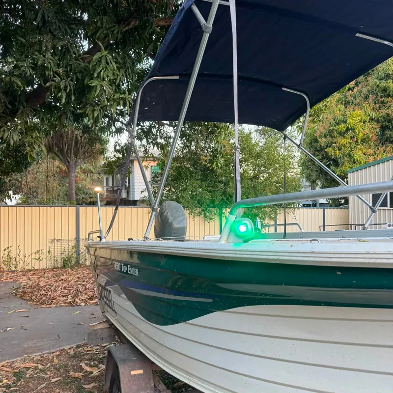 Boat with navigation light on